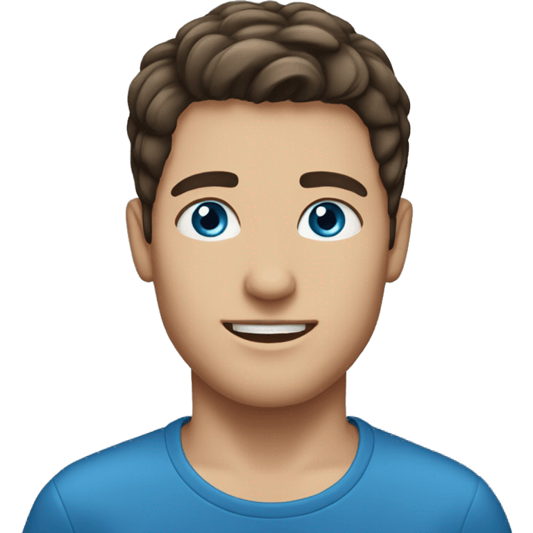 brunette male, blue eyes, medium hair. emoji