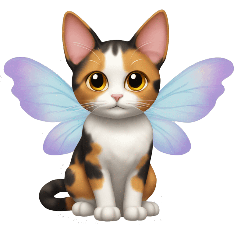 calico cat with fairy wings emoji