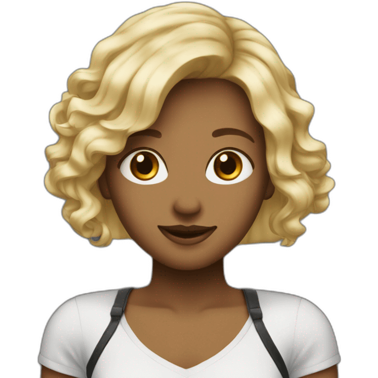 Home avec des cheveux noirs et deux petit endroit blond sur ses cheveux emoji