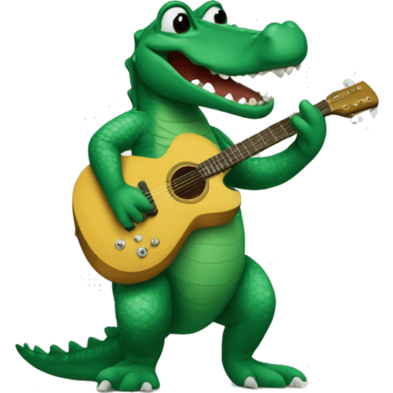 A alligator playing a guitar emoji