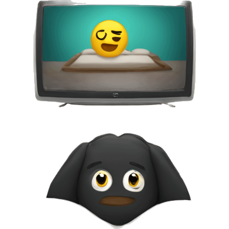 Laying on stomach on bed watching tv emoji