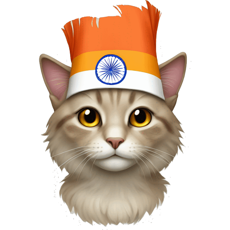 a cat wearing Indian flag emoji