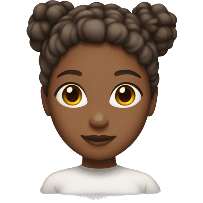 Girl with light black skin with curly brown hair in a bun emoji