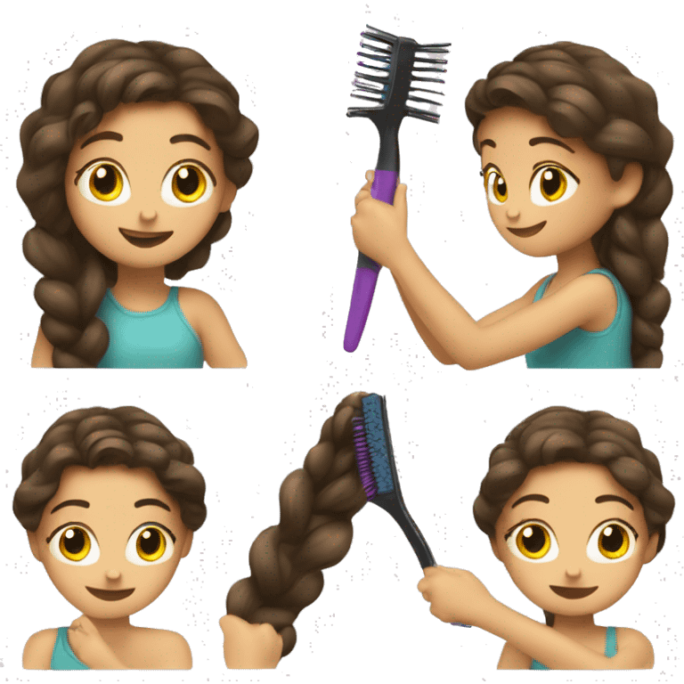 Brunnete girl brushing hair emoji