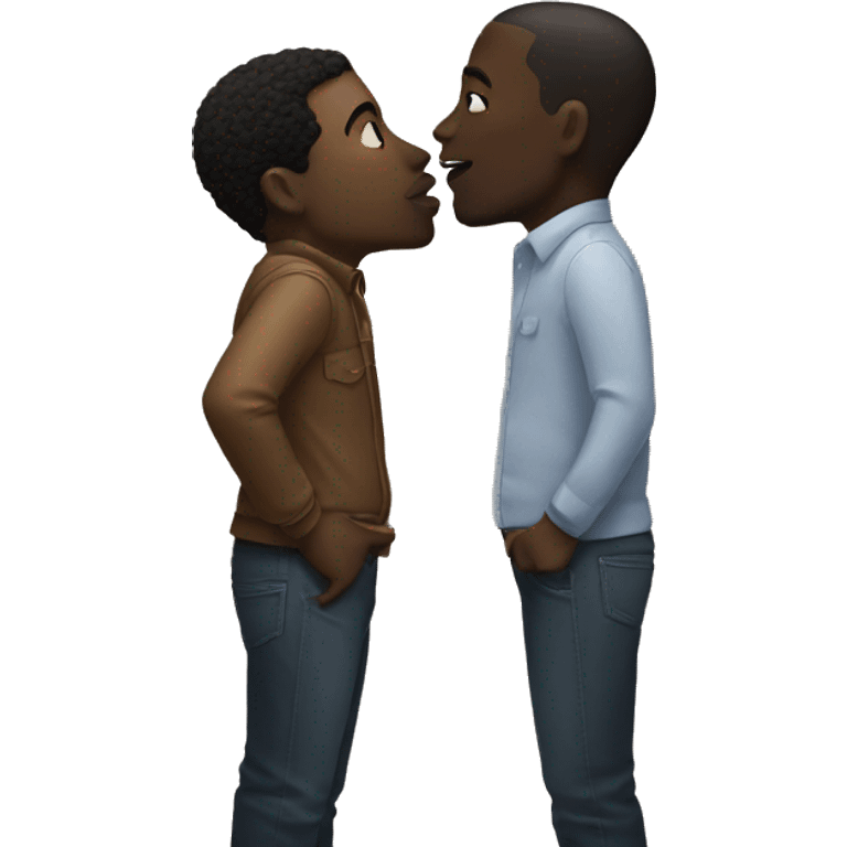 Black guy kissing white guy emoji