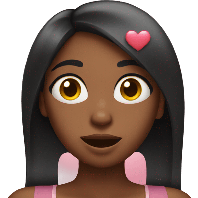 surprised black woman with straight hair with hearts for eyes emoji