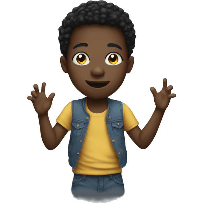 black kid playing vid emoji