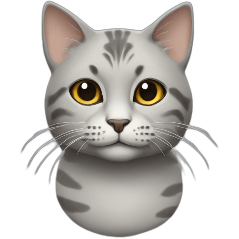 a round-faced cat with a grey beehive and no pattern all over emoji