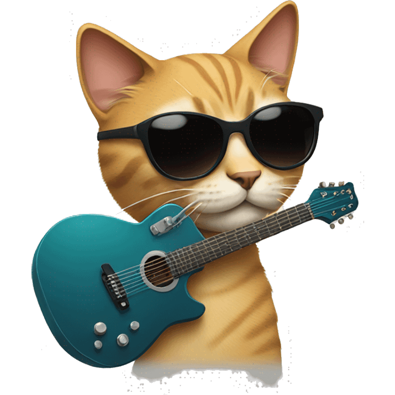 Cat with a guitar wearing sunglasses  emoji