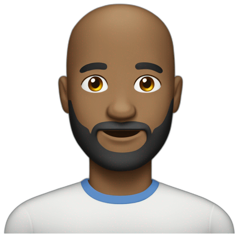 Black bald head man with beard emoji