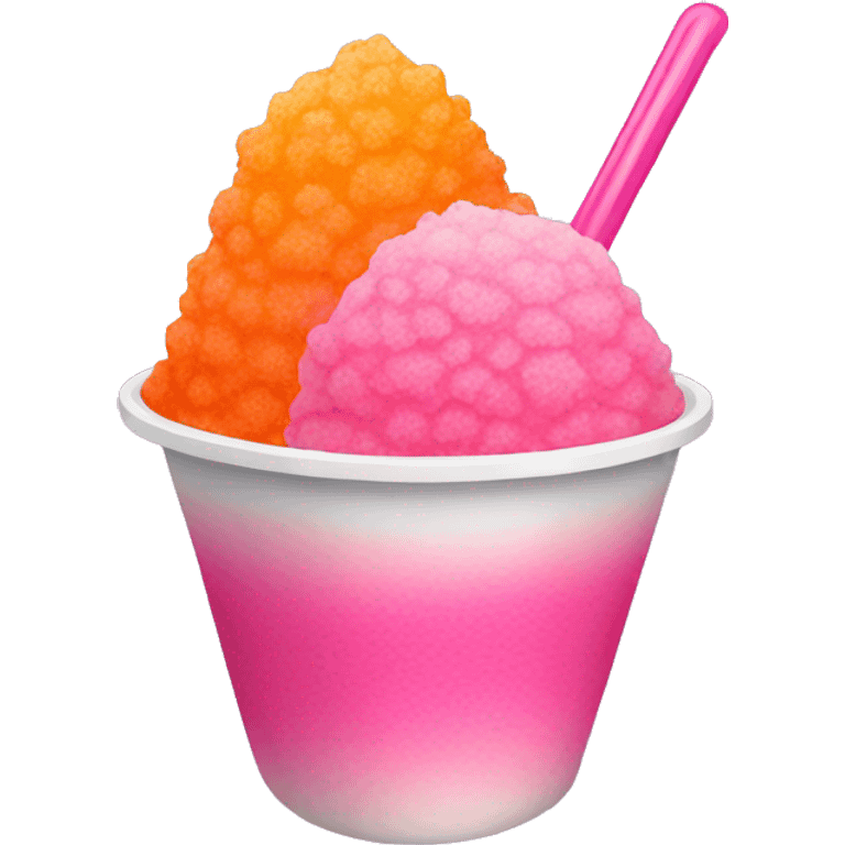 pink and orange hawaiian shaved ice and pink cup emoji