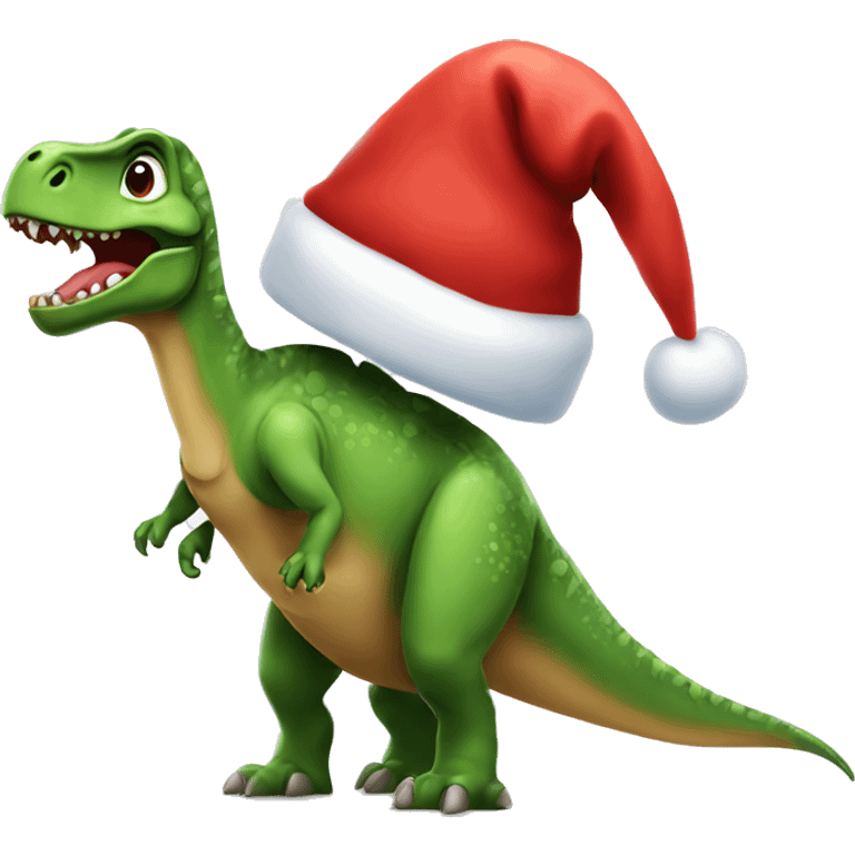 Dino in santa hat emoji