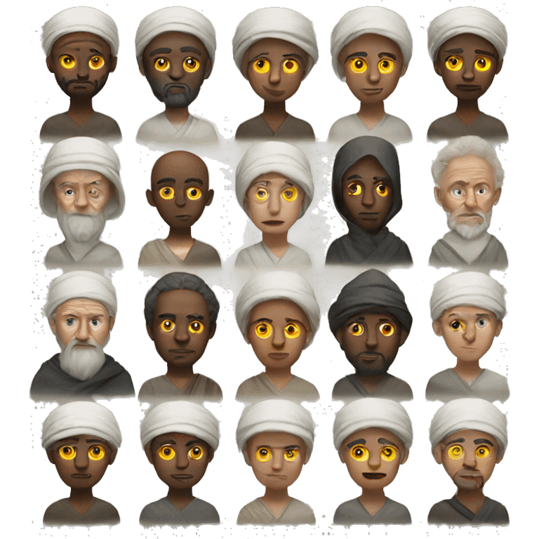 religious pilgrims photorealistic serious emoji