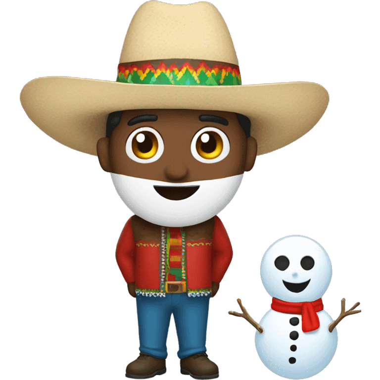 Mexican man next to a snowman emoji