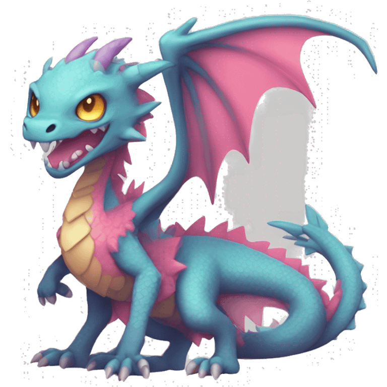 Kawaii Edgy Bright Ethereal Fururistic Fantasy Dragon Pokémon Fakemon full body emoji