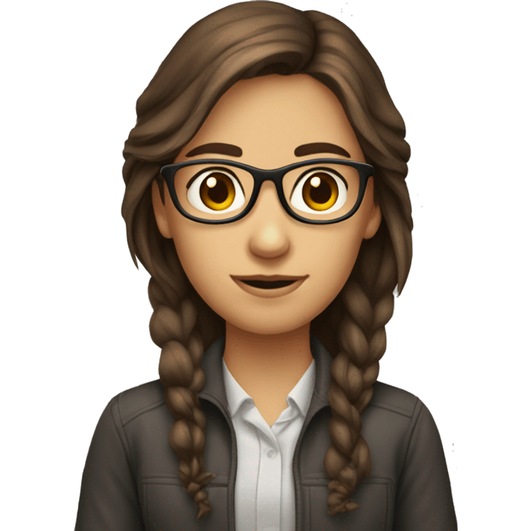 Brown hair brown eyed Computer Nerd Girl emoji