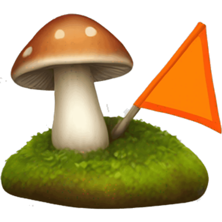 mushroom with an orange orienteering  triangular flag emoji