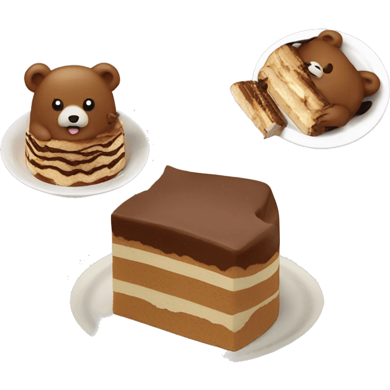 Two Bears eats tiramisu  emoji