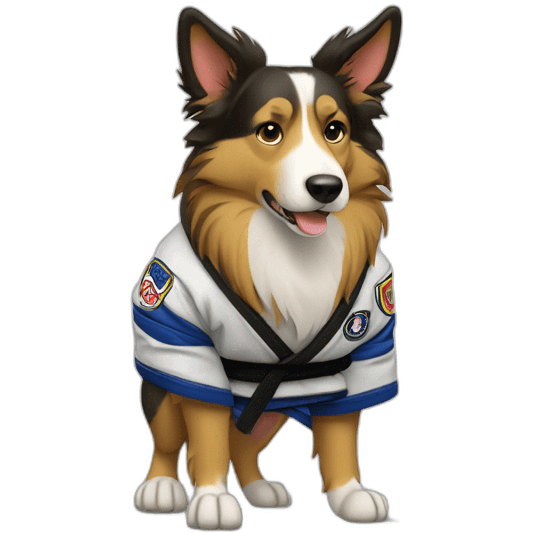 Collie Shepard Jiu-Jitsu dog wearing bjj gi emoji