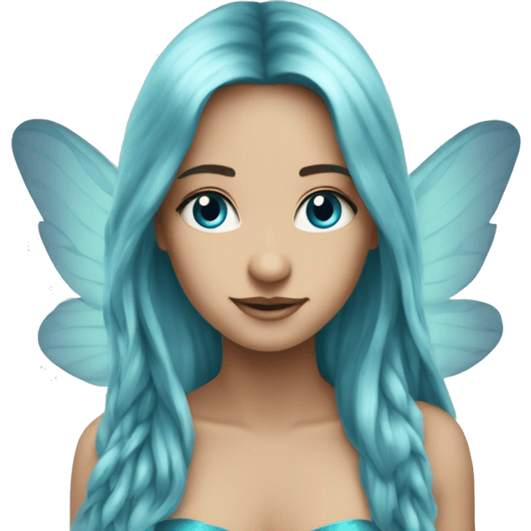 Beautiful, fairy, blue, turqoise, silver, long hair, big wings emoji