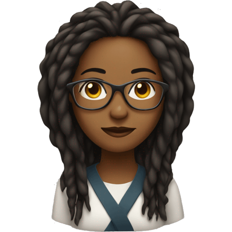  Black woman  wearing glasses with long dreadlocks emoji