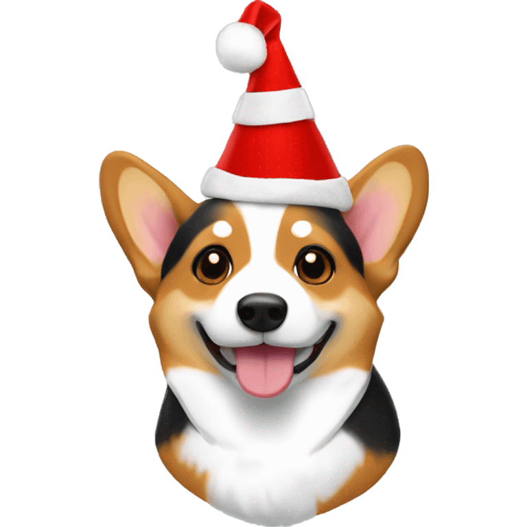 Tricolor Corgi Christmas Hat emoji