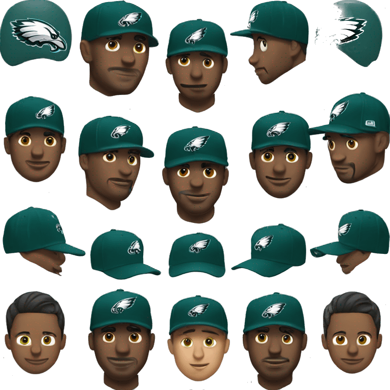 Man wearing a Philadelphia eagles hat emoji