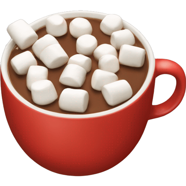 Red mug with hot chocolate and topped with lots of marshmallows emoji