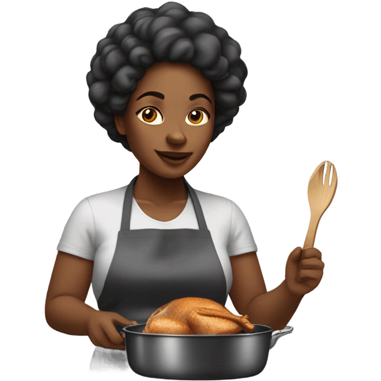 black woman cooking chicken emoji