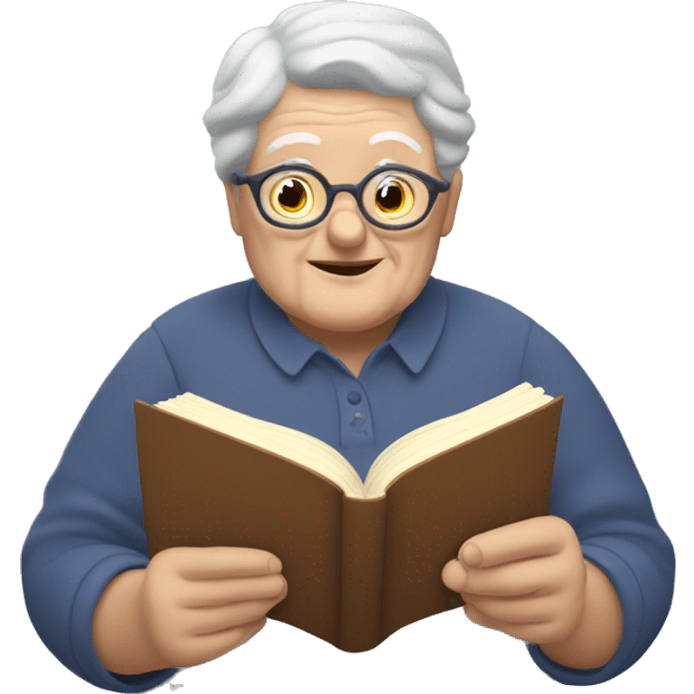 Granny and grandpa reading  book emoji