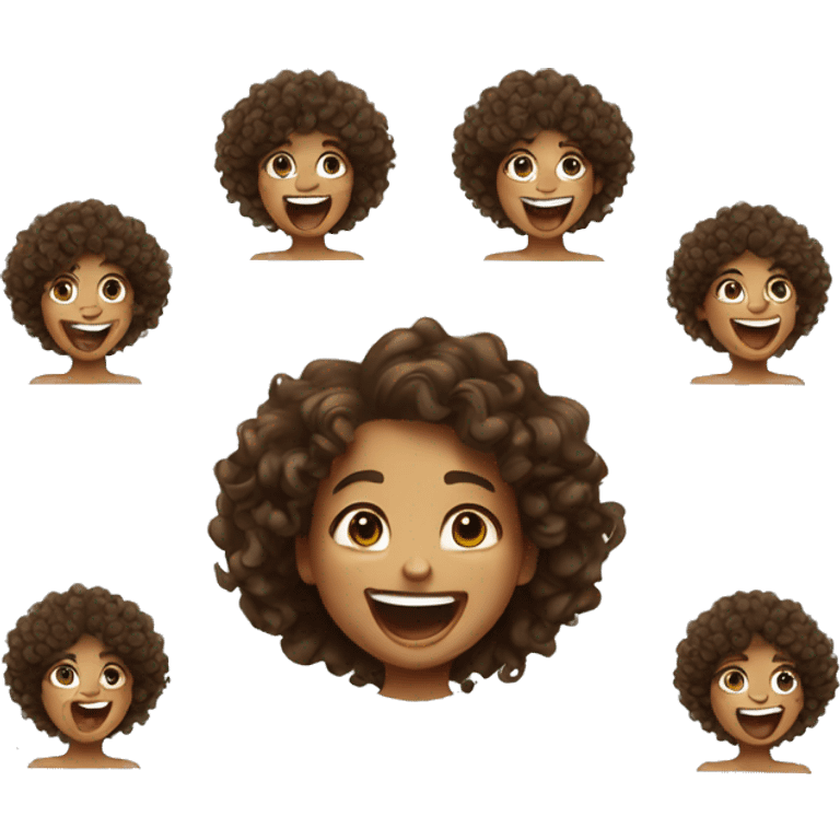 Brown curly hair girl laughing  emoji