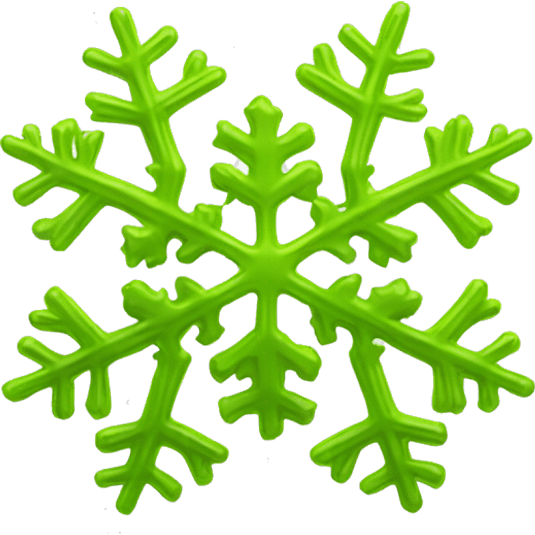 Realistic chartreuse green snowflake isolated.  emoji