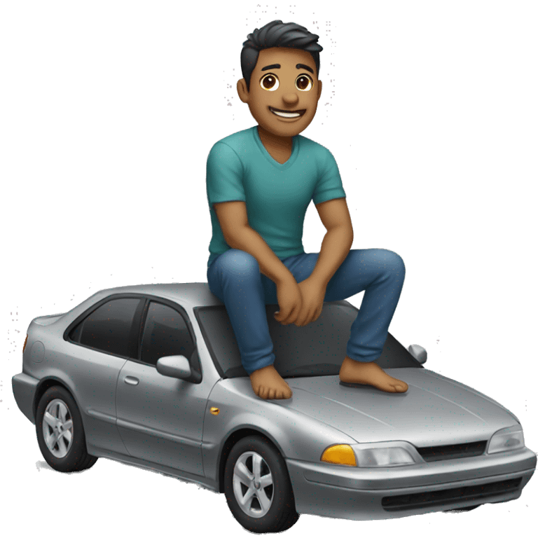 man sitting on top of car emoji