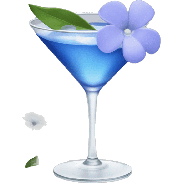 Periwinkle cocktail with white flower emoji