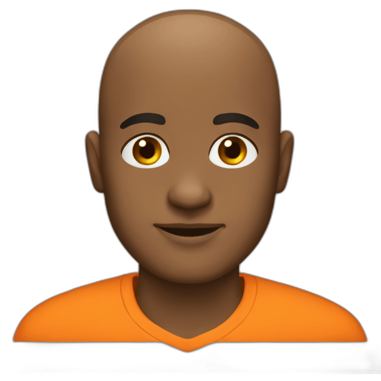 black bald man orange shirt emoji