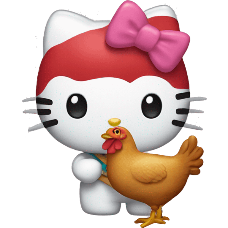 hello kitty holding a chicken drumstick emoji