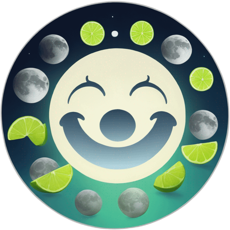 the 8 phases of Moon but there's a Slice of Lime instead of the Moom. emoji