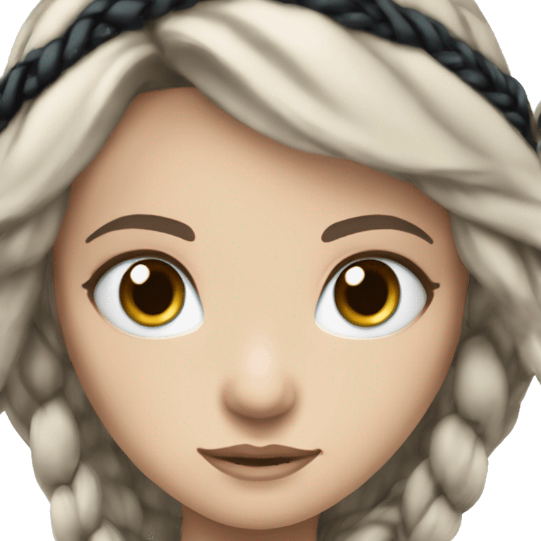 Shield maiden with Black hairbraid and blue eyes emoji