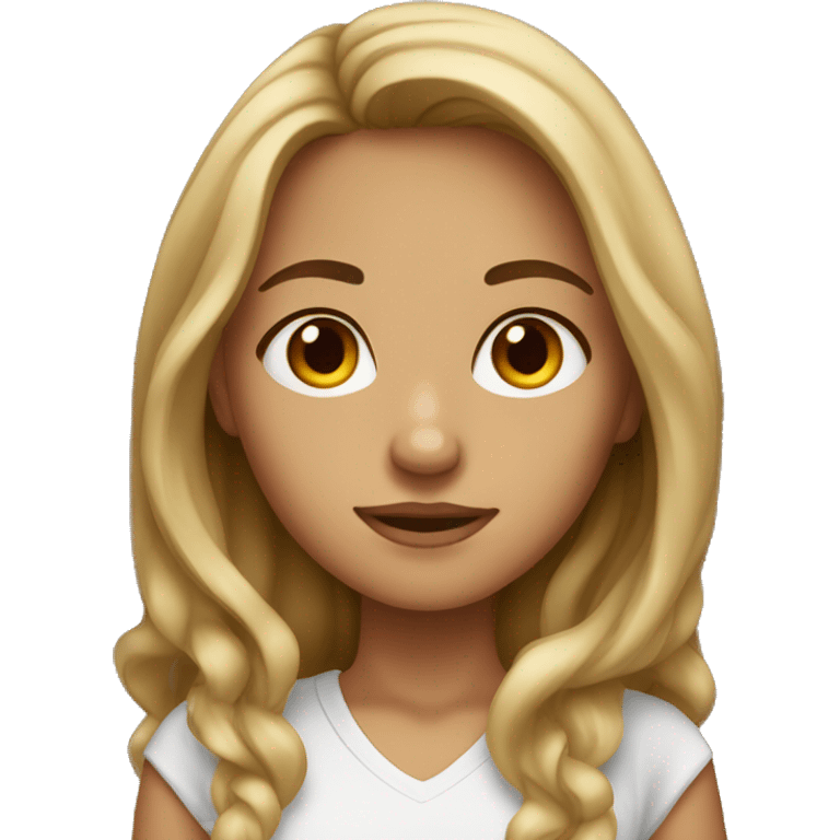 Slightly tanned girl with brown eyes and dark blonde hair emoji