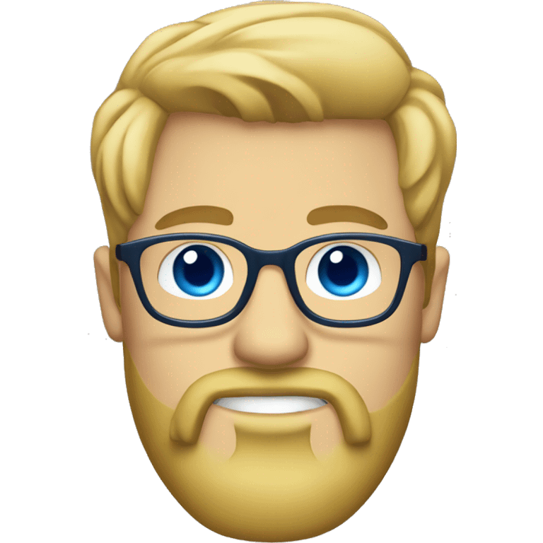 hipster man with a scruffy long goatee and glasses, blue eyes, short blonde hair emoji