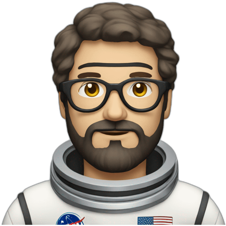 caucasian astronaut with black beard and white glasses emoji