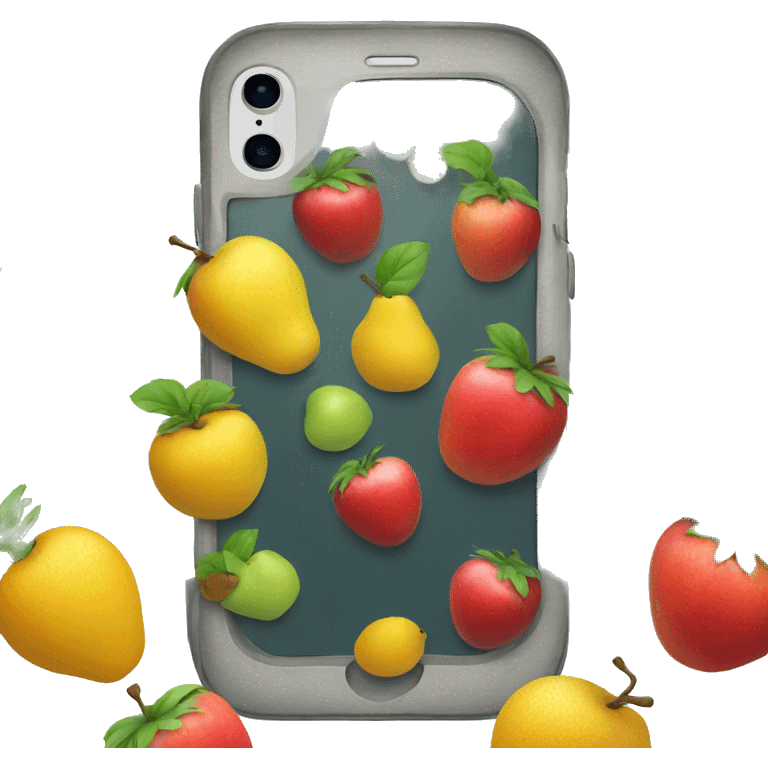 iPhone with fruits inside the screen emoji