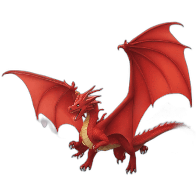  red dragon, flying through snowy mountains emoji