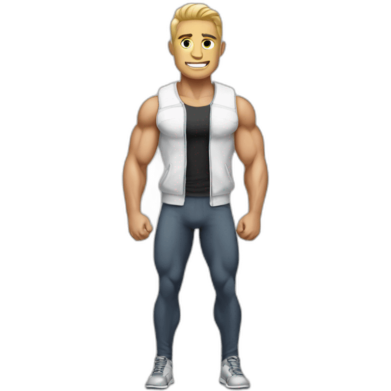 White bodybuilder with clothes emoji