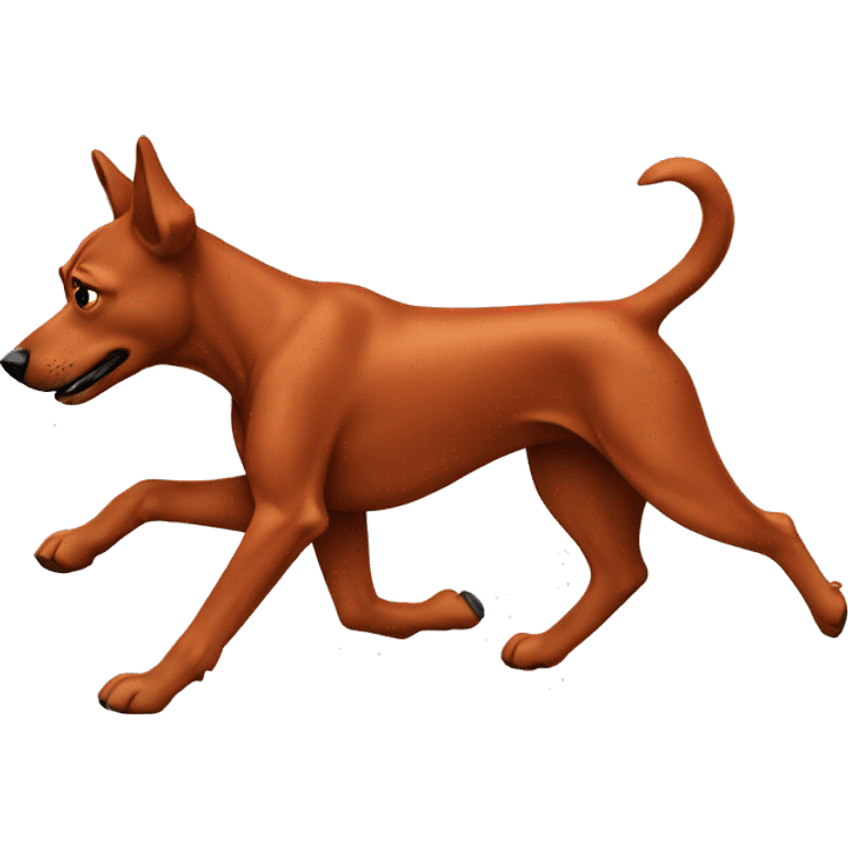 solid red dog with pointed ears running emoji