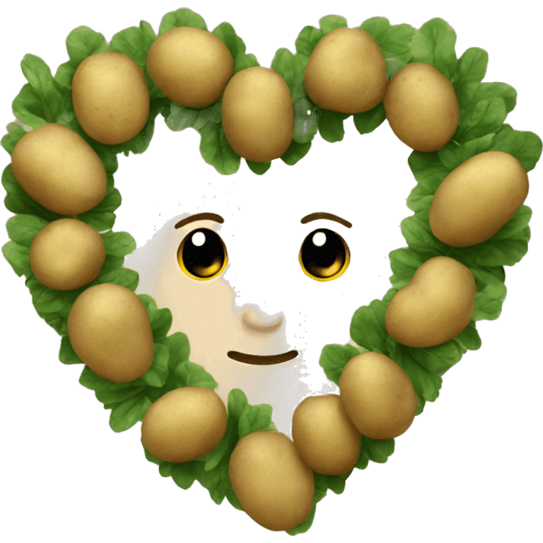 beige heart adorned with potatoes garland emoji