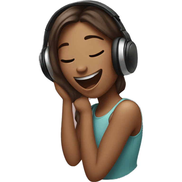 happy girl listening to music emoji