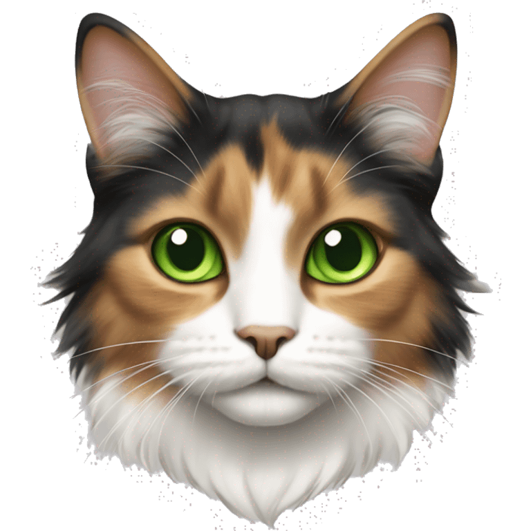 Long-haired Calico cat with green eyes emoji