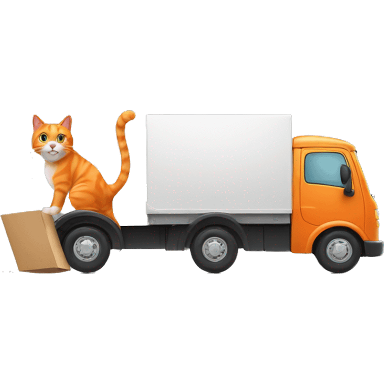 Orange cat driving a moving truck emoji