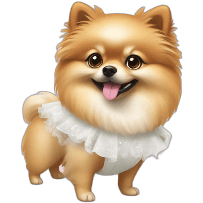 Pomeranian in a wedding dress emoji